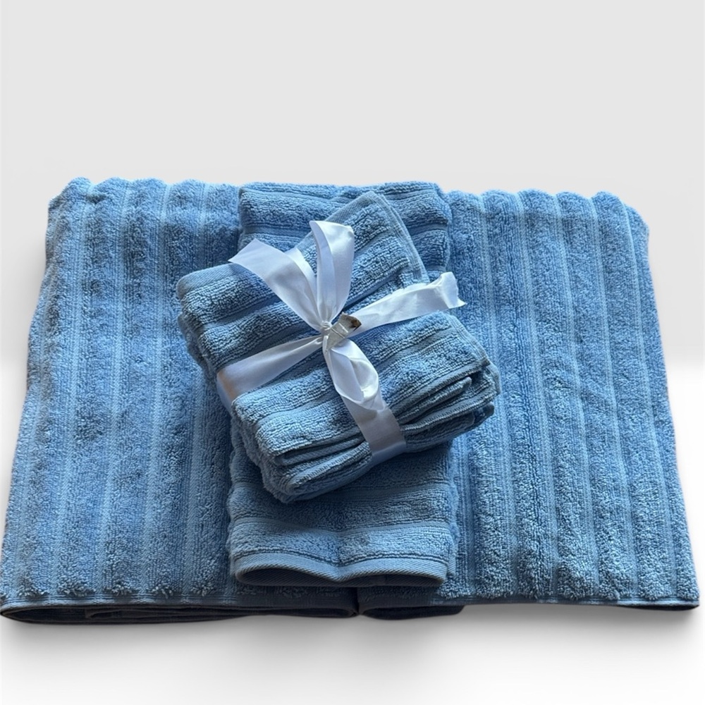 ELLIE Towel Collection Set of 7 NEW Soft Blue Towels